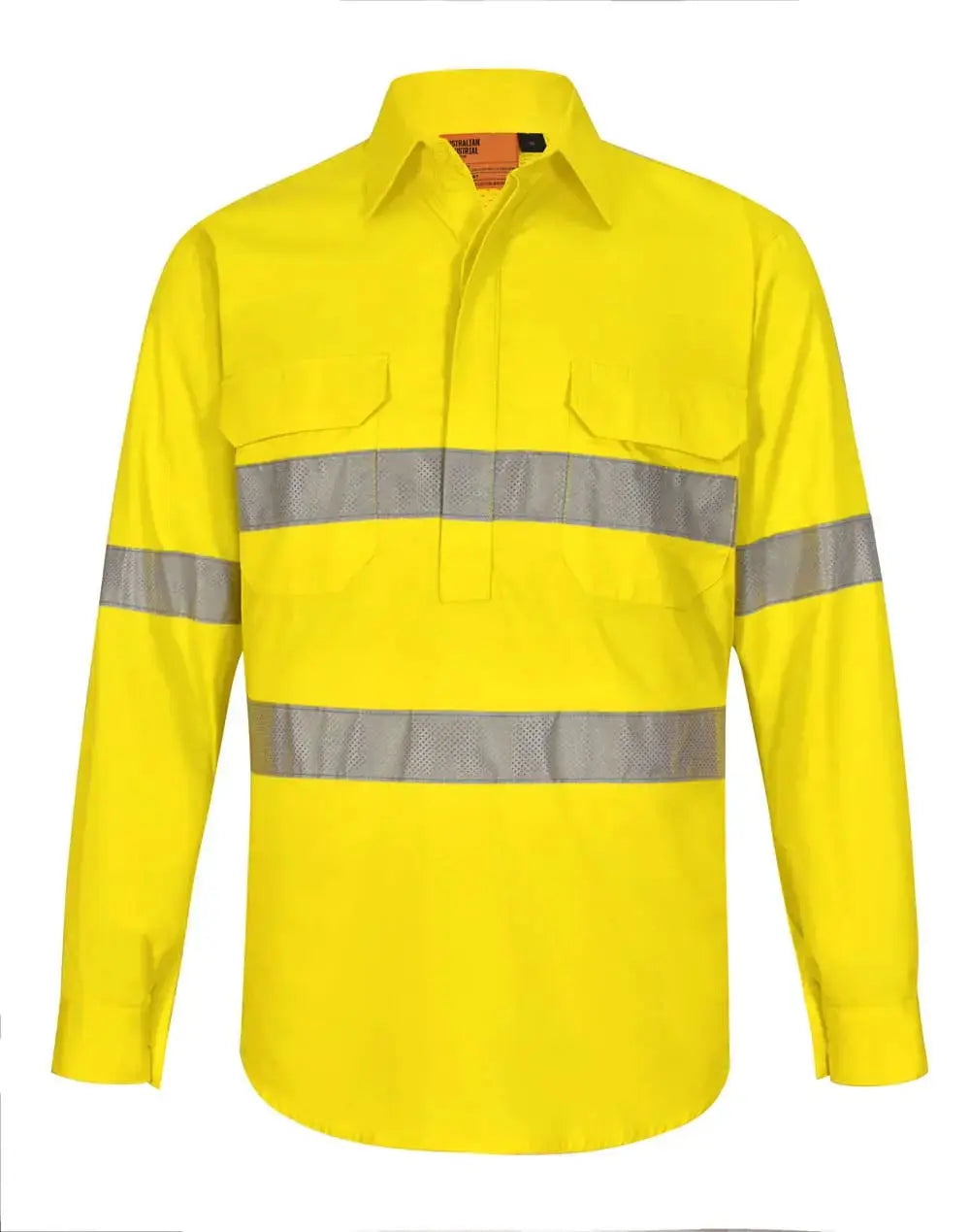 Unisex Hi-Vis Cool Breeze Closed Front Perforated Taped Shirt SW87 Work Wear Australian Industrial Wear Yellow 2XS